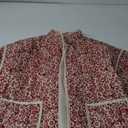 Wyeysyt Women's Cropped Puffer Jacket Lightweight Floral Print Long Sleeve Padded Quilted Puffy Cardigan Coat S
