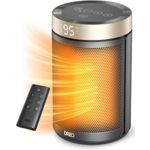 DREO Space Heater, Portable Electric Heaters for Indoor Use with Thermostat and Remote, 2024 Upgraded, Digital Display, 12H Timer, 5 Mode, 1500W PTC Ceramic Fast Safety Heat for Office Bedroom Home (10 inch, Gold)