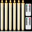 Homemory Real Wax LED Flameless Taper Candles with Remote Timer, 9.6 Inches Ivory Fake Candlesticks, Dripless Battery Operated Window Candle with 3D Flickering Flame for Fireplace Xmas Halloween