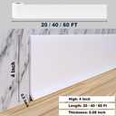 Duzzy Flexible Baseboard Molding Trim, 4 Inch(W) x 20 Feet(L) Peel and Stick Rubber Wall Trim Molding, Self-Adhesive Vinyl Wall Base Cove Base