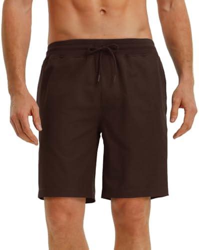 Rouen Mens Athletic Shorts Zipper Pockets Lightweight Quick Dry Drawstring 7/9 Inch Sport Workout Running Golf Gym Shorts Men Size 2 XL