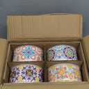 Ceramic Bowl with Lid: Microwave Safe Soup Containers Set of 4 for Meal Prep, Cereal, Salad, Picnic, Camping, Office Lunch, Kitchen Food Storage - 5 Inch, 20 oz, Design B