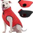 LovinPet Reversible Dog Puffer Coat for Medium & Large Dogs, DownInsulated Winter Jacket, WaterResistant & WindResistant, AntiStatic, Dual-Sided Black & Red for Cold Weather,2XL