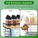 2 Pack Trash Bag Holder with Bamboo Top and Guardrail Wall Mount Stackable Standard Trash Bag Dispenser for Laundry Room Kitchen and Bathroom Organization and Storage