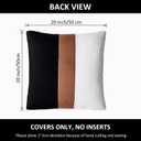 2 Pack 20x20 Inch Throw Pillow Covers, Brown Faux Leather & Black and White Cotton Reversible Decorative Pillow Cases for Living Room Couch Sofa Bedroom Modern Farmhouse Decor