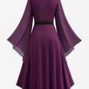 ROSE GAL Rosegal Plus Size Renaissance Costumes Dress for Women Medieval Fairy Halloween Dress (Purple, XXXL)