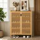 Bamboo Shoe Storage Cabinet for Entryway with Doors, Hidden Shoe Organizer