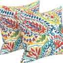 LVTXIII 2 Pack Outdoor Pillow Covers ONLY 18x18 Inch, Water-Repellent Square Decorative Cushion Covers for Patio Furniture, Garden, Sofa, Paisley Multi