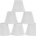Chandelier Shades Set of 6,Mini Lamp Shade 3" Top x 5.5" Bottom x 4.7" Slant,Small Lamp Shades Clip On Bulb,Pleated Chandelier Lamp Shades,Fabric Lampshades That Attach to The Bulb, 6 Packs(White)