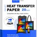 Printers Jack Iron-On Heat Transfer Paper for Dark Fabric 20 Sheet 8.3x11.7" T-Shirt Transfer Paper for Inkjet Printer Wash Durable, Long Lasting Transfer, No Cracking