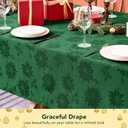 Biscaynebay Christmas Hunter Green Tablecloth Rectangle Tables 60x120 Inch-Fabric Xmas Holiday Winter Table Cloth-Jacquard Damask Poinsettia Modern Table Cover for 8 ft Kitchen Dinner Banquet Parties