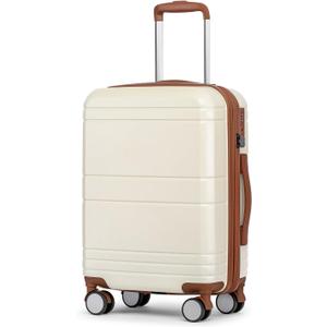 KYME Carry On Luggage 22x14x9 Airline Approved with TSA Lock Hard Shell Carry On Suitcase Lightweight Suitcases with Wheels Small Luggage for Men Women,Carry-On 20 Inch,Beige