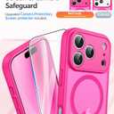 FNTCASE for iPhone 17 Pro Max Case: [Compatible with Magsafe] Translucent Matte Cases with [Full Camera Protection] [Screen Protector] Military Grade Shockproof Protective Phone Cover - Hot Pink