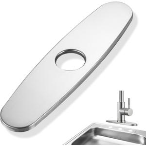 Faucet Hole Cover Deck Plate - 10 inch Stainless Steel Escutcheon Plate, Round Deck Plate Cover 1 or 3 Hole for Kitchen Bathroom Sink Faucet Hole Covers (10" Brushed Nickel)