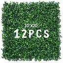 Decwin 12 Pieces 20” X 20” Artificial Hedge Boxwood Panels Boxwood Hedge Grass Wall Green Greenery Plant Mats UV Stable for Indoor Outdoor Decor Garden Fence