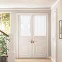 White Linen Door Curtains 40 Inch Length for Front French Door Semi Sheer Rod Pocket Sidelight Drapes Short Light Filtering Privacy Farmhouse 2 Panels W25xL40