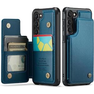 Vinich for Samsung Galaxy S23 Wallet Case with Card Holder, RFID Blocking Credit Slots Kickstand Shockproof Phone Cover for Women Men, Blue