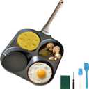 4-in-1 Titanium Nonstick Divided Egg Pan  4-Cup Breakfast Skillet for Eggs, Pancakes & Bacon, PFOA-Free, Induction Compatible, Easy Flip 130 Angle, Fast & Even Heating, Dishwasher Safe (Deepened)
