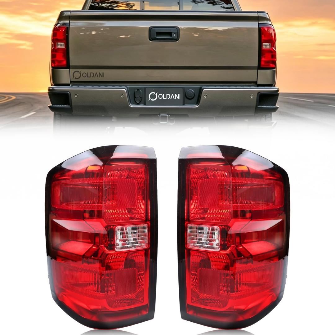 Tail Lights Assembly for 2014-2019 Chevy Silverado 1500 2500HD 3500HD, 2015-2019 GMC Sierra 3500HD, Driver & Passenger Side Taillights Assembly, Brake Rear Lamp with Bulbs & Harness, 1 Pair