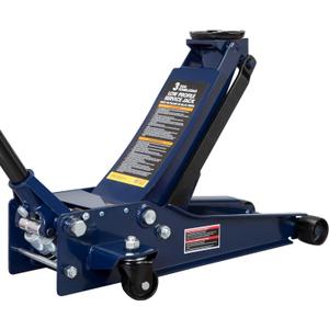 TCE ATZ830026XU-2 Ultra Low Profile Floor Jack: Heavy Duty Hydraulic Steel Service Jack with Dual Piston Quick Lift Pump and Detachable Handle, 6,000 LBS Capacity (3 Ton), Blue
