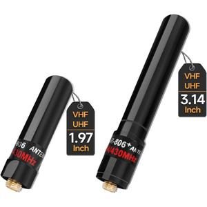 ABBREE Dual Band VHF UHF 136-174MHz 400-470MHz Ham Radio Antenna SMA-Female Short Stubby Antenna for Baofeng UV-5R Mini 5RM BF-F8HP/Pro K5PLUS UV-21R DM32 Radio Accessories,2Pack(1.96-Inch+3.14-Inch)