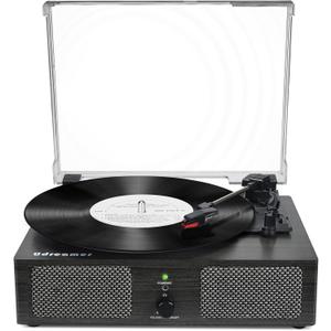 Vinyl Record Player Wireless Turntable with Built-in Speakers and USB Belt-Driven Vintage Phonograph Record Player 3 Speed for Entertainment and Home Decoration Black