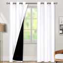 BGment Thermal Insulated 100% Blackout Curtains for Bedroom with Black Liner, Double Layer Full Room Darkening Noise Reducing Grommet Curtain (42 x 84 Inch, Pure White, 2 Panels)