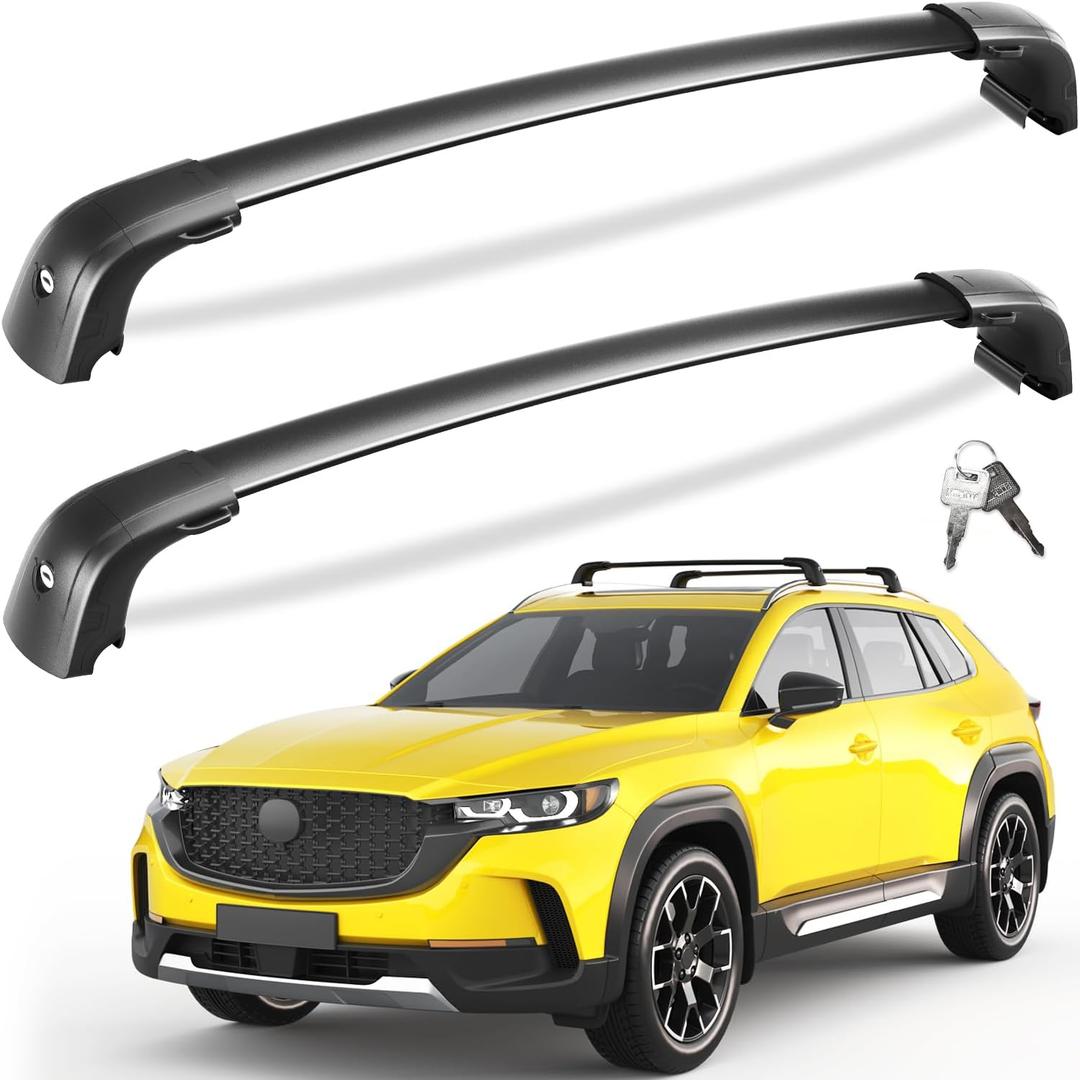 Tuyoung 300lbs Roof Racks Cross Bars Fit for Mazda CX50 CX-50 Hybrid 2023 2024 2025 2026 with Flush Side Rails, Lockable Heavy Duty Aluminum Crossbar Roof Rail Cargo Carrier Rooftop Black Accessories