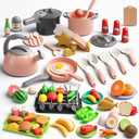 Zero Zoo Kids Kitchen Toy Accessories, Toddler Pretend BBQ Camping Cooking Playset, Play Pots, Pans, Utensils Cookware Toys, Play Food Set, Vegetables, Learning Gift for Girls Boys Incomplete