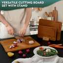 3 x Bamboo Cutting Board, Non Slip Wood Cutting Boards for Kitchen 3 Packs Holder and Over Sink Nice Solid Thick Durable Cutting Boards for Kitchen Large Small Vegetables Fruits Kitchen Gifts (Carbonized)