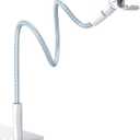 Lamicall Gooseneck Phone Holder Bed - [Nylon Braided] Flexible Arm, Overall Length 38inch, 360 Adjustable Clamp Clip, Overhead Cell Phone Mount Stand for Bed, Blue White