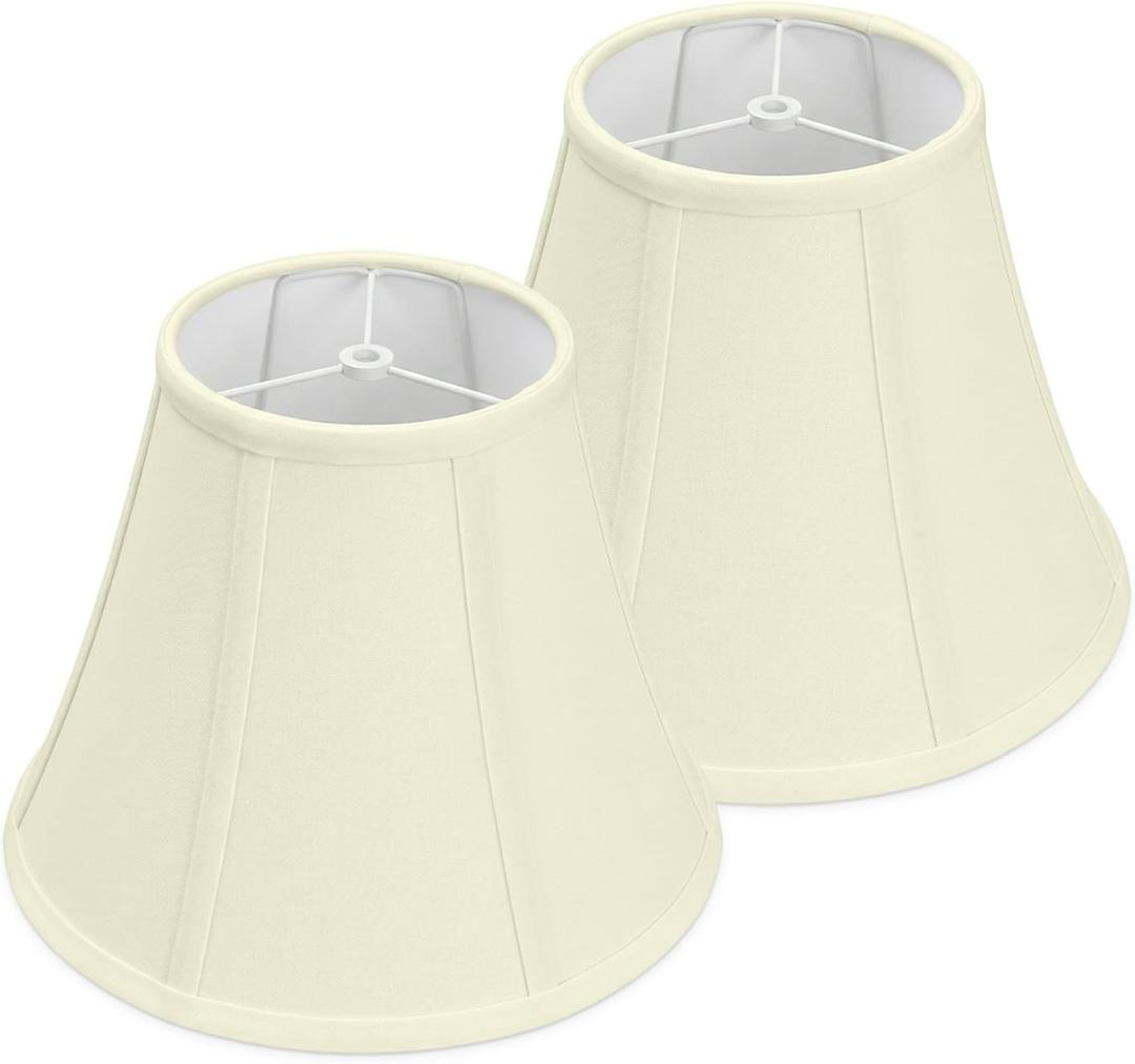 Cream Bell Lamp Shades Set of 2, 6.7" x 13" x 10" Fabric Replacement Lampshades for Table Lamps, Spider Fitter Lamp Shades for Home Decoration in Living Room, Bedroom, Easy Assembly Required