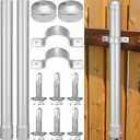 Hicarer 2 Pack 2-3/8" Od Fence Height Extender 24" Metal Fence Post Extender Chain Link Fence Extension Galvanized Fence Post, Includes Dome Caps Grip Ties and Screws