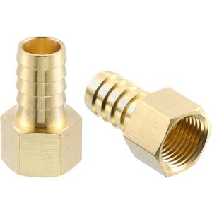 uxcell 2 Pcs Brass Hose Barb Fitting, 5/8" Barb x 1/2" NPT Female Brass Barb Pipe Fitting Adapter for Connect Pipes Mechanical Devices Plumbing Equipment