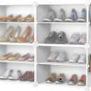 HOMIDEC 4-Tier Shoe Organizer for Closet - 16-Pair Storage Cabinet With Hook for Hanging - Shelf for Entryway