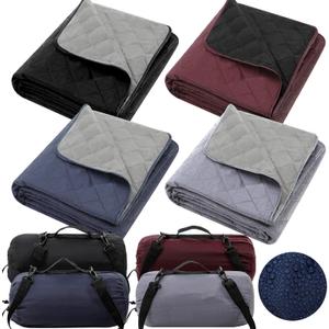 Tranqun 4 Pcs Large Outdoor Blanket 78'' x 55'' Quilted Windproof Waterproof Fleece Sandproof Stadium Foldable Warm Blanket for Camping Picnic Sporting Events Cold Weather (Classic Color)
