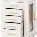 White Jewelry Box Organizer with Mirror, Storage Case for Rings, Earrings, Organizer Case for Necklaces, Jewelry Organizers and Storage with Mirror,Jewelry Holder Organizer, Jewerly Boxes for Girls