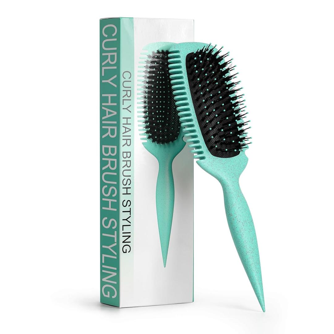 Candy Brush Curl Defining Hair Brush for Effortlessly Detangling Shaping and Styling Curls, Curl Brushes with EdgeLift for All Wet or Dry Hair Types for Women and Girl, Reduce Pulling and Frizzing (Green)