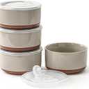 Ceramic Bowls Set with Lids: Set of 4 Microwave Safe Bowls for Soup Meal Prep Cereal Salad Fruit - Food Storage Containers with Lids for Work Lunch Pinic Camping -Grey-4pcs