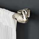 1-1/8 Inch Diameter Brushed Silver Curtain Rods with Swan Finial, 72-144'' Telescoping Single Curtain Rods for window width 68-140 inch, 1 pack