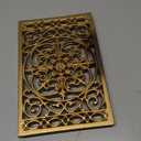 Sumnacon Cast Iron Trivet, 9.6x6.3 Inch Metal Trivets with Rubber Feet, Heat Resistant Trivets for Hot Dish Pot Pan Plate Teapot, Rustic Cast Iron Accessories for Kitchen Cooktop Dining Table, Gold