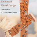 Minyee Leather Bands Compatible with Samsung Galaxy Watch 7 Band/Watch FE 6 5 4 40mm 44mm/Watch 5 pro Band 45mm/Watch 6 4 Classic 47mm 43mm 42mm 46mm, Boho Embossed Sunflower Designer 20mm Watch Band