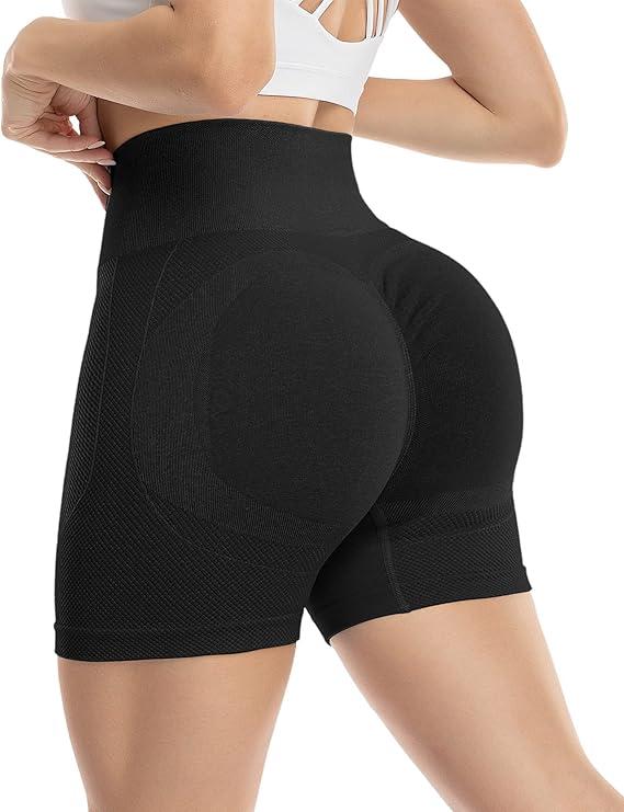 Womens Workout Impact Shorts - Scrunch Butt Lifting Gym Yoga Running Shorts Mid-Waisted Seamless Fit M