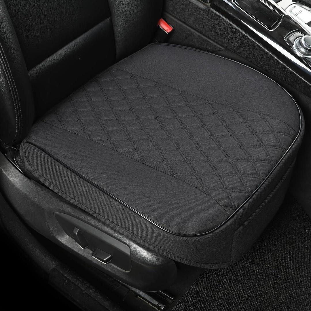 West Llama Linen Front Car Seat Cover Protector Anti-Slip Bottom Seat Cover Fits 95% of Vehicles,Wrapping Around The Bottom,Diamond Pattern(Black-1Pc)