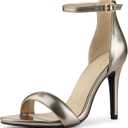 Allegra K Women's Open Toe Buckle Ankle Strap Stiletto High Heel Sandals (9, Pewter)