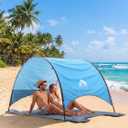 Beach Umbrella with UPF 50+ UV Protection, Portable Beach Tent Canopy with 360 Ventilation, 4 Sandbags, Wind Ropes & Stakes, Storage Pockets for Beach, Travel, Backyard (4)
