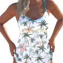 ROSEWE Womens Ruffle Tier Tankini Swimsuits, 2 Piece Set Swimwear, Bathing Suits with Mid Waisted Briefs (XX-Large, White Green)