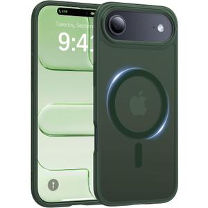 Magnetic for iPhone Air Case 2025,[Anti-Slip][Compatible with MagSafe][Military Grade Drop Protection] Shockproof Protective Translucent Matte Phone Case for iPhone 17 Air Case,Forest Green