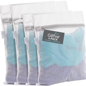 2 x HOME GENIE Durable and Gentle Mesh Laundry Bags for Washing Delicates, Silicone Zipper, Machine Safe for Bras Lingerie Baby Garments, Net Bag for Tangle Free Wash Dry, Travel, 4 Pk Medium and Large
