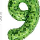5 x Video Game Number 9 Balloon Different shades of Green Number Balloons for Game Birthday Decorations, Pixel Game Party Supplies 9 Number Balloon